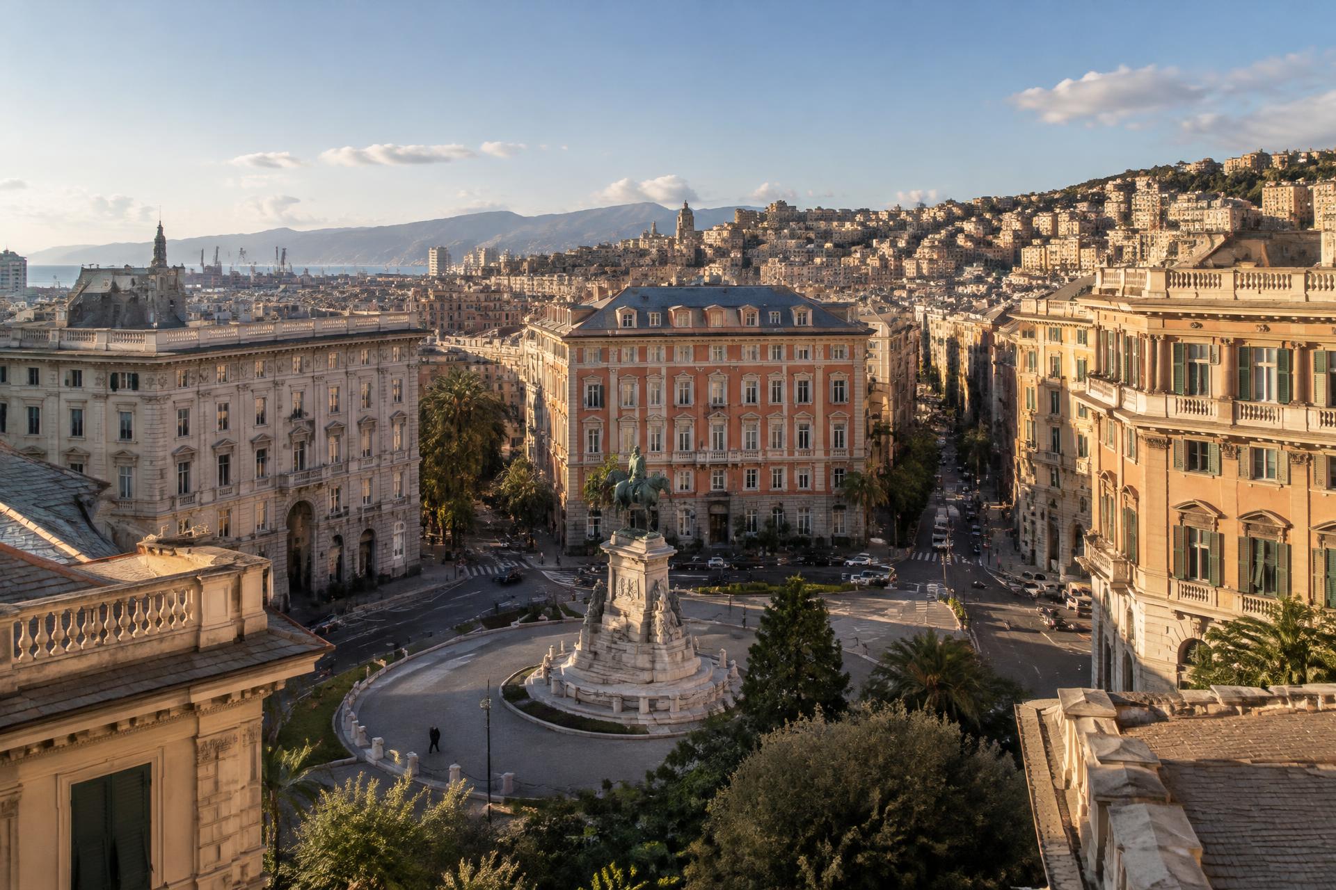 Veduta illustrativa di Piazza Corvetto a Genova